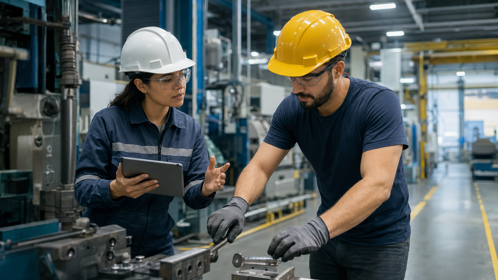 Engenheira realizando avaliação ergonômica no trabalho